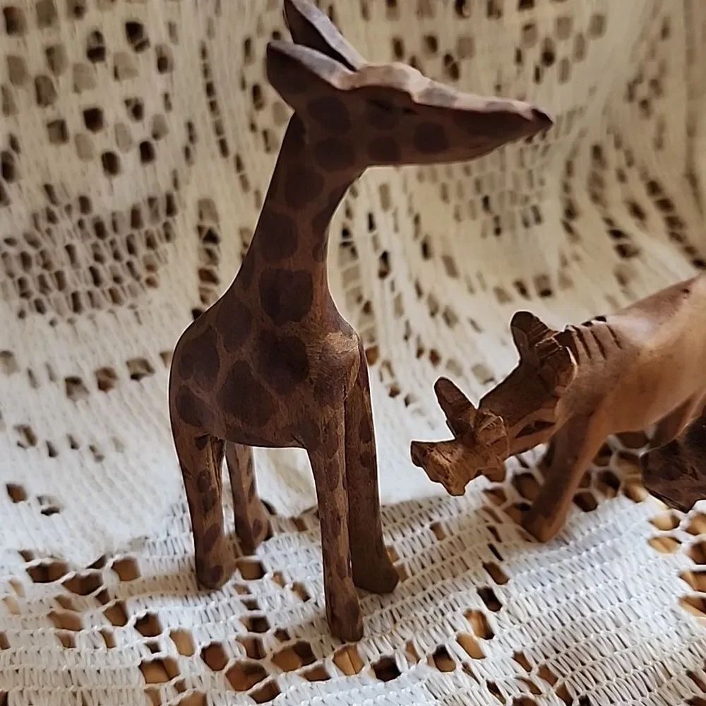 Vintage Carved Wood Safari Animals